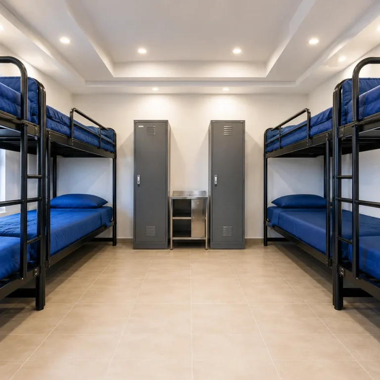 Heavy-duty steel bed frame for premium labour accommodation